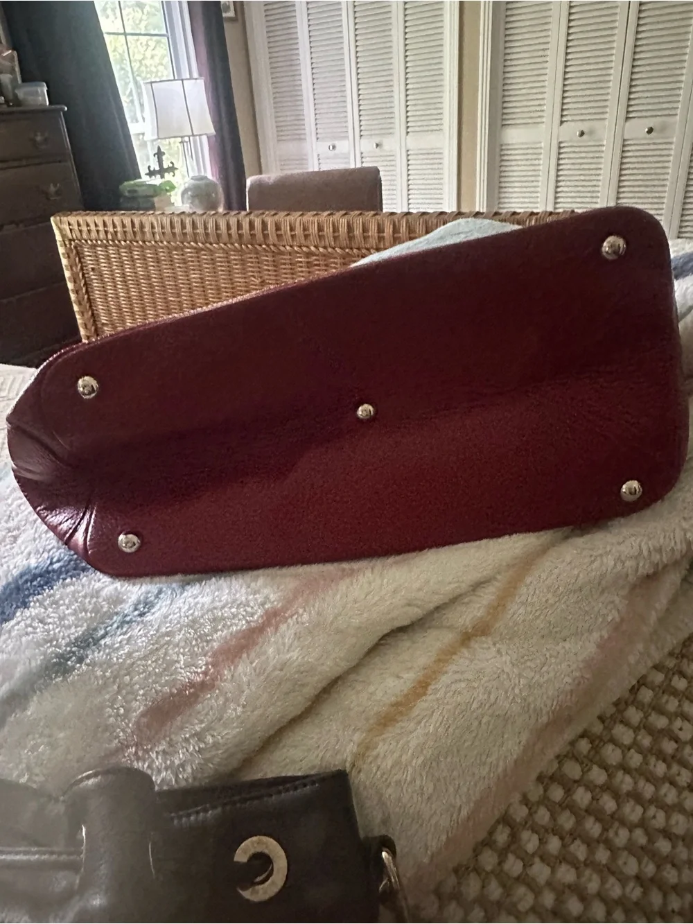 Furla Red Satchel with Tan Trim